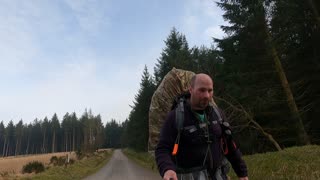 Hiking through a forest. GoPro.