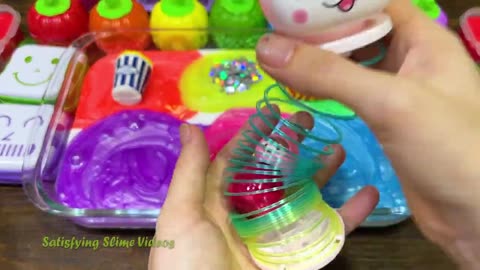 COLORFUL SLIME Mixing random into GLOSSY SLIME Relaxing Slime Video