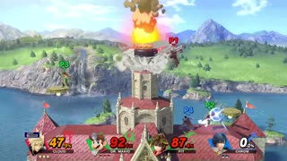 Cloud vs Dr Mario and Pit vs Chrom on Princess Peach's Castle (Super Smash Bros Ultimate)