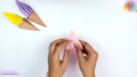 How to make origami Ice Cream Cone_PAPER ICE CREAM_Origami Ice cream_ Paper Craft _Easy kids craft