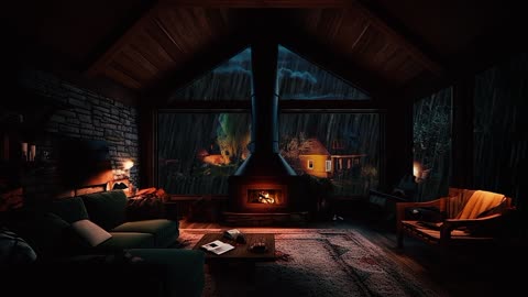 Rainy Spring Night By a Warm Fireplace
