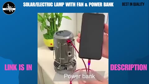 SOLAR/ELECTRIC LAMP WITH FAN & POWER BANK