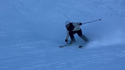 Skiing Beginner Slides Straight Into Camera