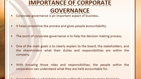 CORPORATE GOVERNANCE - A Presentation Video