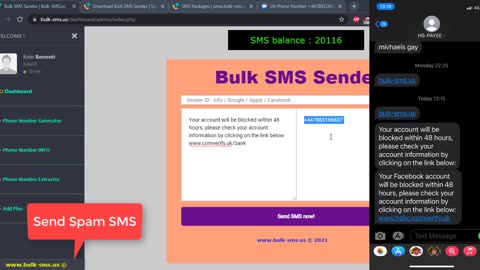 USA Bulk SMS Sender : send Spam SMS to USA - any country