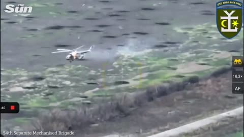 Russian Mi-8 helicopter shot out of the sky with MANPADS by Ukrainian forces near Donetsk