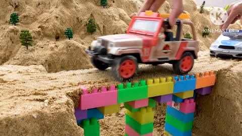 Bridge Construction Vehicles, Dump Trucks, Excavator, Road Roller Blocks Toys