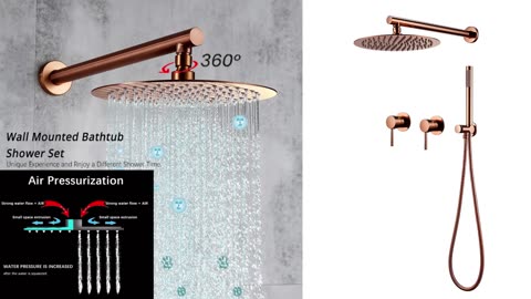 ainfall Shower Set Rose Gold Wall Mounted Bathroom Shower Mixer Link in Description!