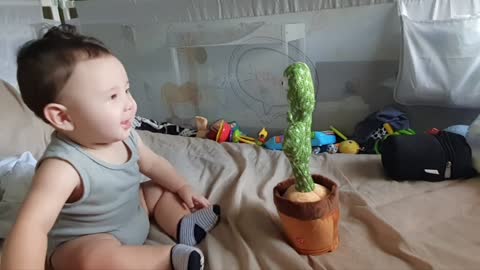 Baby Cute Conversation With TALKING CACTUS !