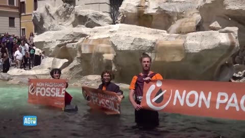 SHOCKING: Climate Change Activists Deface Rome's Famous Trevi Fountain