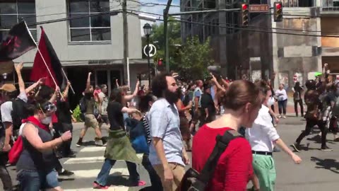 Aug 12 2017 Charlottesville 2.9.2 Antifa marching and chanting after getting the event shut down