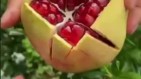 Cutting skills of beautiful pomegranate