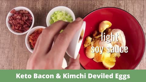 Keto Bacon and Kimchi Deviled Eggs | Easy Keto Diet Recipe