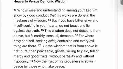 DAY 125: WISDOM JUSTIFIED (Luke 7:35): Heavenly Vs. Demonic Wisdom (James 3:13-18)