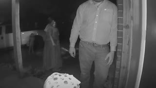 Little Girl Trick or Treating Doesn't Fool Around