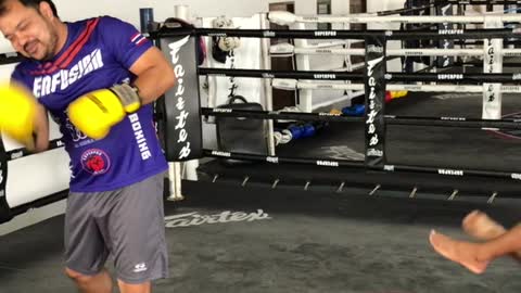 Muay Thai Tutorial: Kick, spinning backfist combo