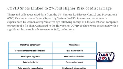 27-fold higher risk of miscarriages 2-fold higher risk of adverse fetal outcomes after the COVID jab