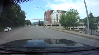 Near Miss When Jeep Pulls on Street