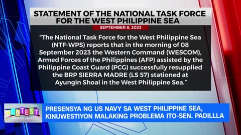 PRESENSYA NG US NAVY SA WEST PHILIPPINE SEA, KINUWESTIYON MALAKING PROBLEMA ITO-SEN. PADILLLA