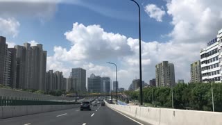 Riding in a freeway in Shanghai China