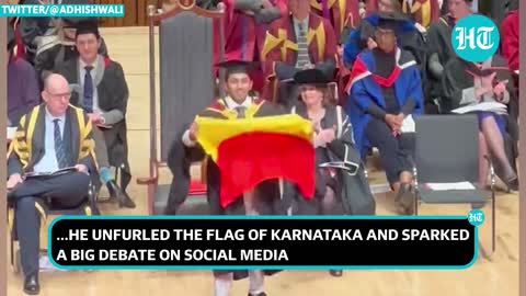 UK Indian unfurls Karnataka flag at graduation event