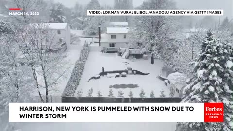 Winter Storm Pummels Harrison, New York As Nor’easter Strikes East Coast