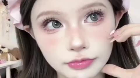 Sof pink korean barbie makeup