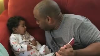 Sweet Baby Can't Stop Giggling When Dad Reads Stories