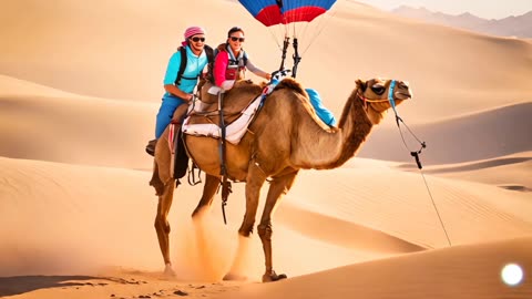 animated camel ride - one of the most famous entertainment in dubai desert safari