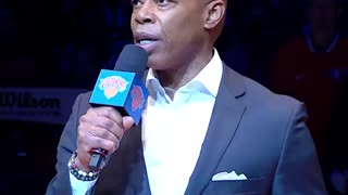 Fan Heckles NYC Mayor Eric Adams At Madison Square Garden