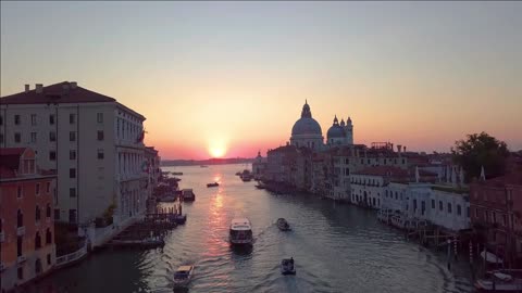 aerial view of venice scenic video taken at sunrise