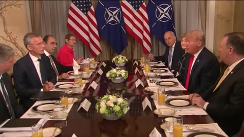 Trump and Stoltenberg tense NATO summit-5 yrs ago.