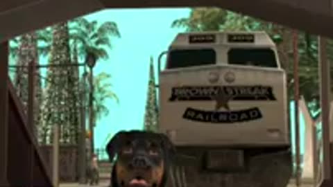 Chop meets the train 🐕🐕🐶🐶in GTA Anders