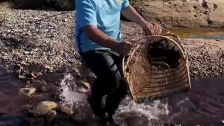 New Primitive Technology FISH TRAP With Fishing KR #short