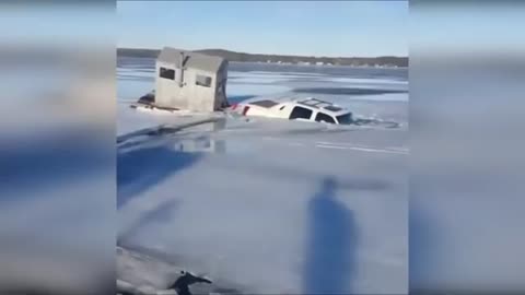 Ice fishing fails cars# falling though ice