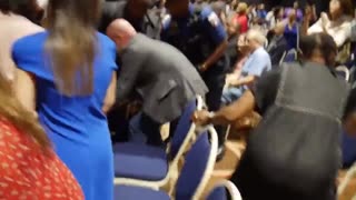 Man gets DRAGGED out of Hillary event for asking about Epstein island