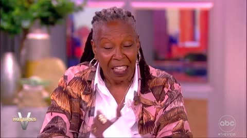 Watch Whoopi Goldberg spit after she mentions President Trump's name.