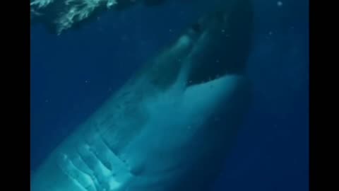 great white feasting on a dead whale 🦈
