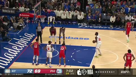 Joel Embiid Shows Great Sportsmanship To Randle After He Almost Injured Him Horrible !