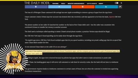 Apple Apps facilitate bank scams. JPMorgan Chase Customer's Life Savings Stolen: Apple deletes app