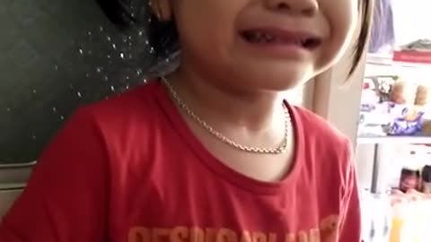 She cried because she was scolded by her mother/How to curb your toddler's fake crying