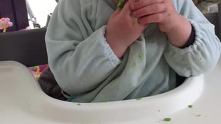 Baby falling asleep in his food