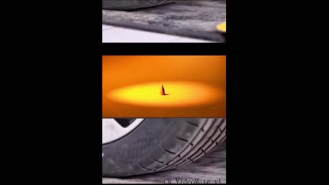 What is the internal situation when the tire is pressed into a nail?