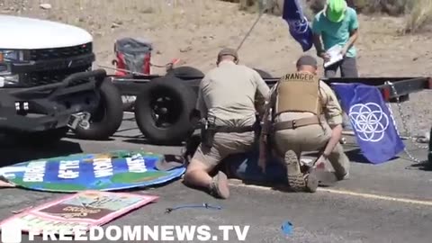 Nevada Rangers has rammed their truck through climate protesters barricade