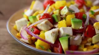 Chicken Avocado Mango Rainbow Salad