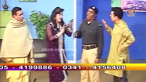 Amanat Chan and Nasir Chinyoti with Afreen Khan Stage Drama Clip