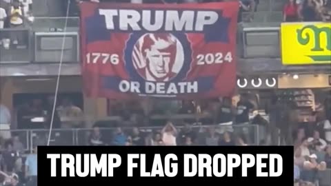 It's a sentiment millions share (1776-2024 or Death) Trump flag dropped at Yankees stadium.