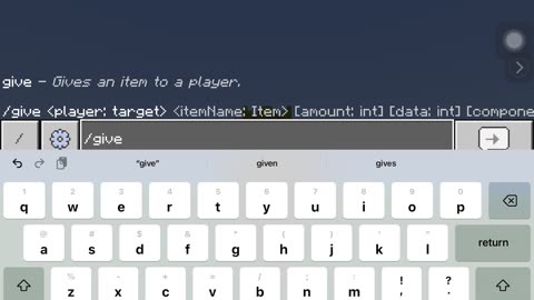 How do use the /give command in bedrock edition of Minecraft