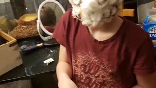Creative Mask Made Entirely From Cotton Balls