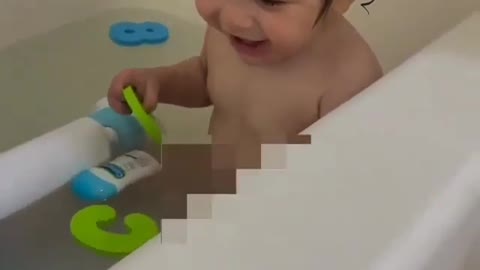 Try to not laugh challenge 🤔👼 cute baby playing in water